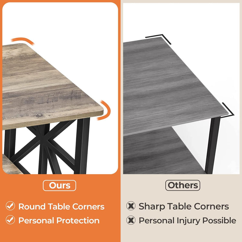 2-Tier Coffee Table 100CM Round Corner for Small