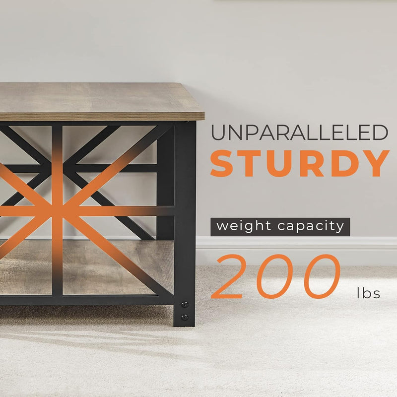 2-Tier Coffee Table 100CM Round Corner for Small