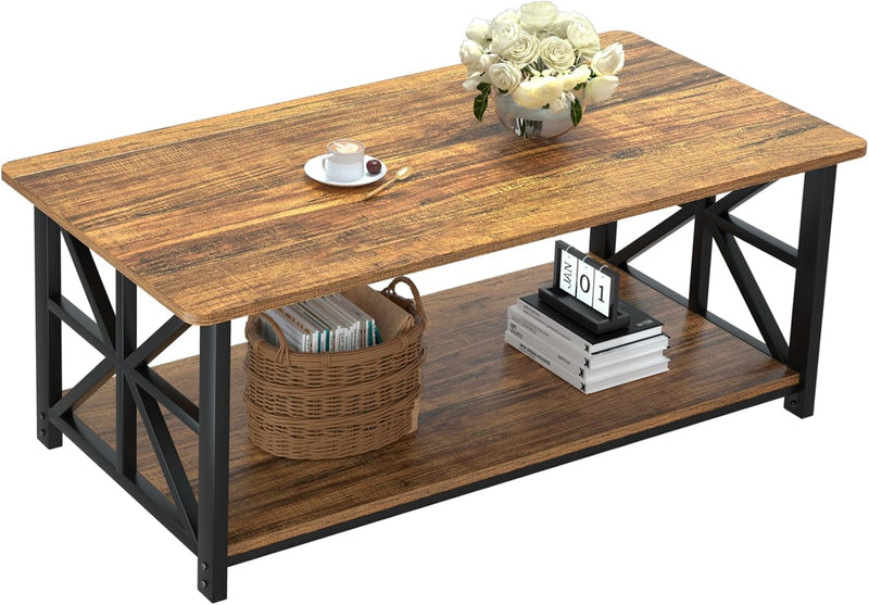 2-Tier Coffee Table 100CM Round Corner for Small