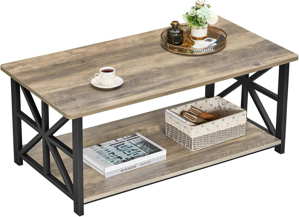 2-Tier Coffee Table 100CM Round Corner for Small
