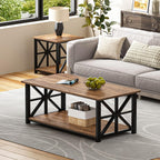 2-Tier Coffee Table 100CM Round Corner for Small