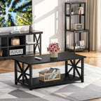 2-Tier Coffee Table 100CM Round Corner for Small