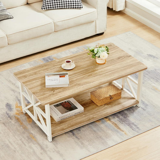 2-Tier Coffee Table 100CM Round Corner for Small