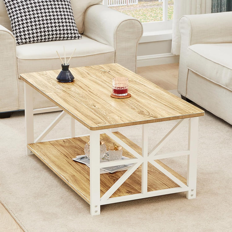 2-Tier Coffee Table 100CM Round Corner for Small