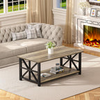 2-Tier Coffee Table 100CM Round Corner for Small