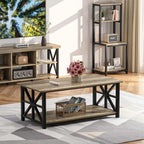 2-Tier Coffee Table 100CM Round Corner for Small
