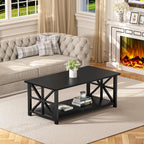 2-Tier Coffee Table 100CM Round Corner for Small