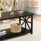 2-Tier Coffee Table 100CM Round Corner for Small