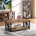 2-Tier Coffee Table 100CM Round Corner for Small