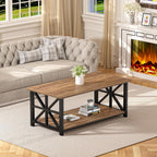 2-Tier Coffee Table 100CM Round Corner for Small