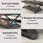 2 Tier Coffee Table Industrial Wood Metal Centre