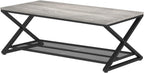 2 Tier Coffee Table Industrial Wood Metal Centre
