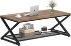 2 Tier Coffee Table Industrial Wood Metal Centre