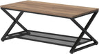2 Tier Coffee Table Industrial Wood Metal Centre