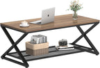 2 Tier Coffee Table Industrial Wood Metal Centre