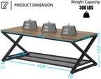 2 Tier Coffee Table Industrial Wood Metal Centre