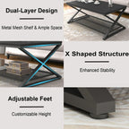 2 Tier Coffee Table Industrial Wood Metal Centre