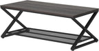 2 Tier Coffee Table Industrial Wood Metal Centre