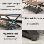 2 Tier Coffee Table Industrial Wood Metal Centre