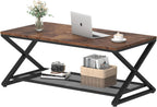 2 Tier Coffee Table Industrial Wood Metal Centre