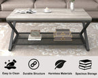 2 Tier Coffee Table Industrial Wood Metal Centre
