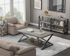 2 Tier Coffee Table Industrial Wood Metal Centre