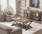 2 Tier Coffee Table Industrial Wood Metal Centre