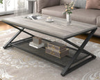 2 Tier Coffee Table Industrial Wood Metal Centre