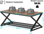 2 Tier Coffee Table Industrial Wood Metal Centre