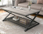 2 Tier Coffee Table Industrial Wood Metal Centre
