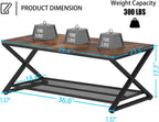 2 Tier Coffee Table Industrial Wood Metal Centre