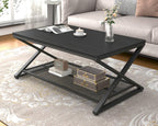 2 Tier Coffee Table Industrial Wood Metal Centre