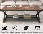 2 Tier Coffee Table Industrial Wood Metal Centre