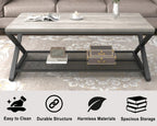 2 Tier Coffee Table Industrial Wood Metal Centre