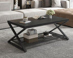 2 Tier Coffee Table Industrial Wood Metal Centre