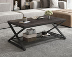 2 Tier Coffee Table Industrial Wood Metal Centre