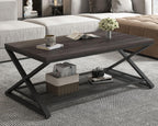 2 Tier Coffee Table Industrial Wood Metal Centre