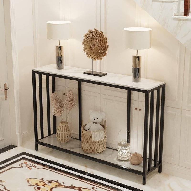 2 Tier Console Table Sintered Stone Marble Top