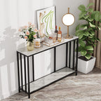 2 Tier Console Table Sintered Stone Marble Top
