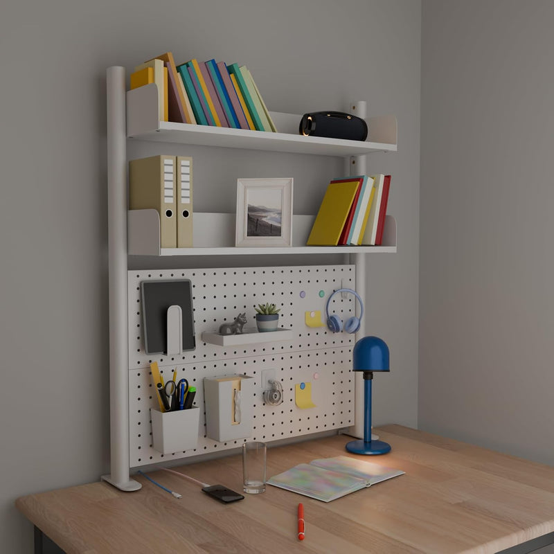 2-Tier Desk Shelf 80CM Desktop Organiser with Pegboard