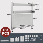 2-Tier Desk Shelf 80CM Desktop Organiser with Pegboard