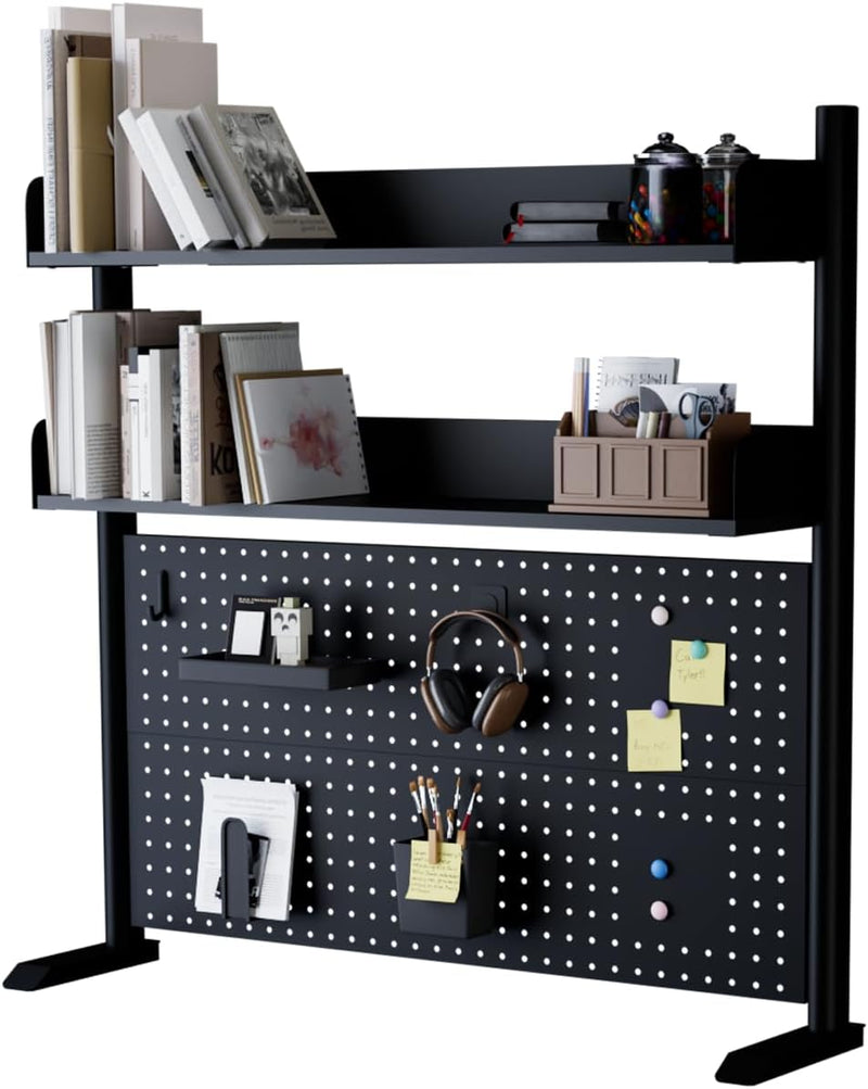 2-Tier Desk Shelf Desktop Organiser with Pegboard