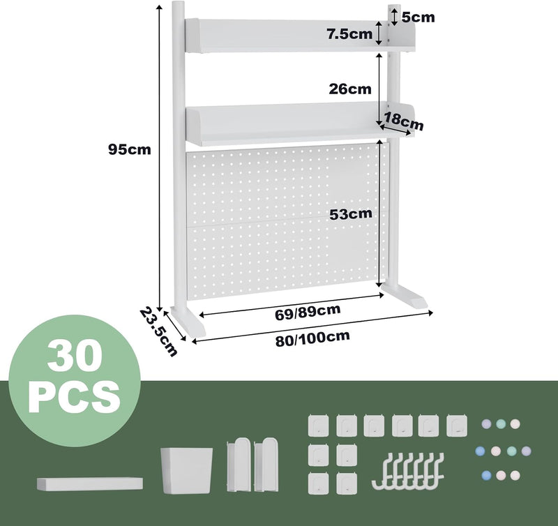 2-Tier Desk Shelf Desktop Organiser with Pegboard