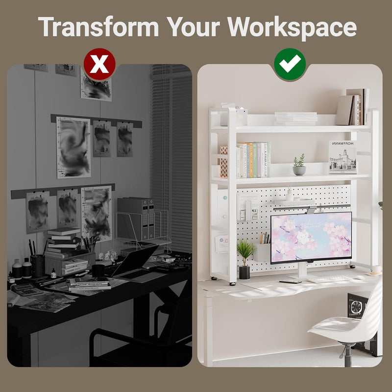 2-Tier Desk Shelf with Concealed Screws Design