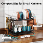 2 Tier Dish Drainer Rack for Small Kitchens