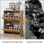 2 Tier Drawer Shoe Cabinet 80x60x24CM Wooden Storage