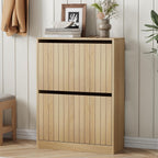 2 Tier Drawer Shoe Cabinet 80x60x24CM Wooden Storage