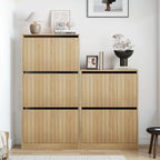 2 Tier Drawer Shoe Cabinet 80x60x24CM Wooden Storage