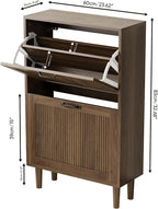 2 Tier Entryway Shoe Storage Cabinet Closed Space