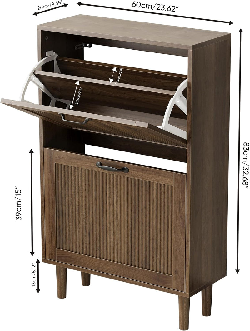2 Tier Entryway Shoe Storage Cabinet Closed Space